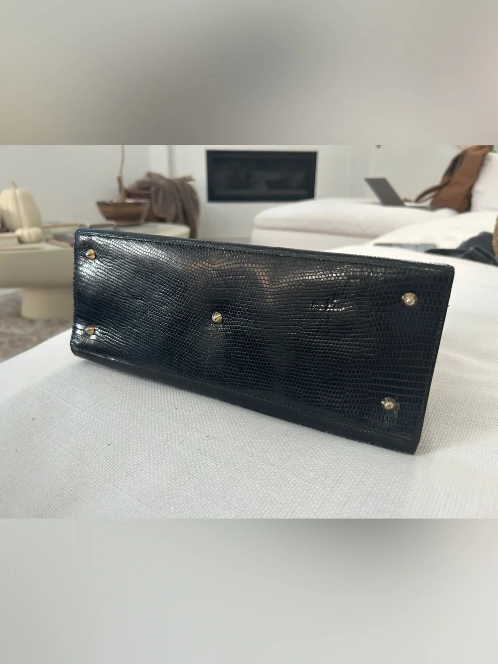 Vintage Gucci Lady Lock lizard skin in Black